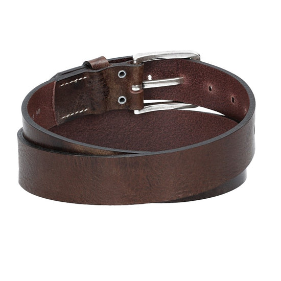 Hochwertiger Ledergürtel 35mm in Braun mit rustikaler Schließe in Silber - leder-accessoires.com