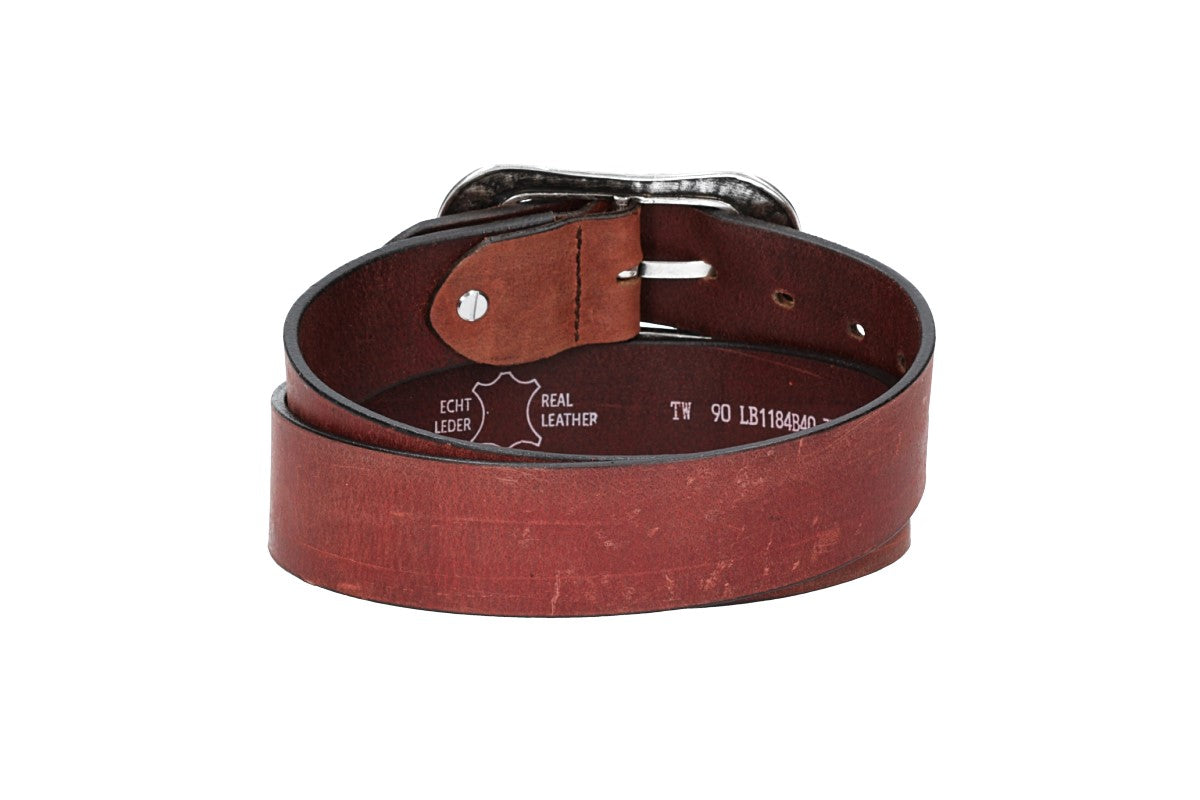 Ledergürtel Rot 40mm mit Blumenschließe