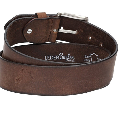 Ledergürtel Braun 45mm mit Dornschließe in Silber - leder-accessoires.com