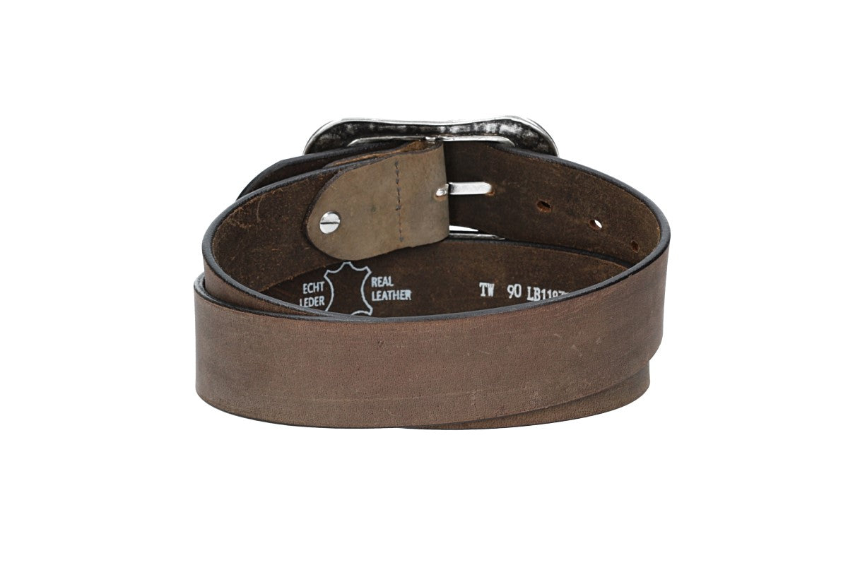 Ledergürtel Grau 40mm mit Blumenschließe