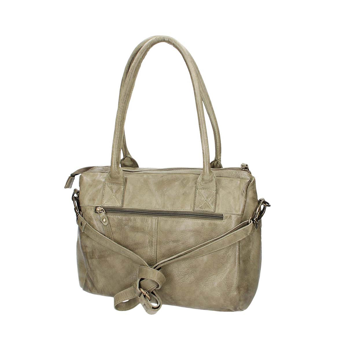 Schultertasche in Grün mit Flechtmuster aus Leder