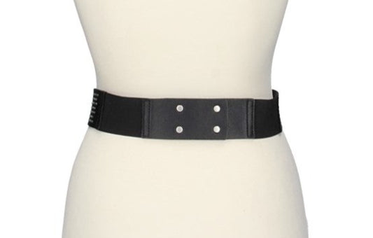 Damen-|Taillengürtel 50mm in Schwarz mit Nieten und Druckknöpfen