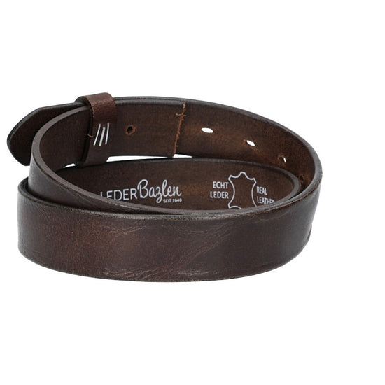 Lederriemen | Gürtelrohling Glanz 35mm in Braun mit Schlaufe und Kapplochteil - leder-accessoires.com