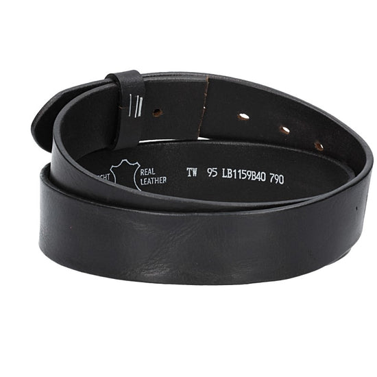 Lederriemen | Gürtelrohling Glanz 40mm in Schwarz mit Schlaufe und Kapplochteil - leder-accessoires.com