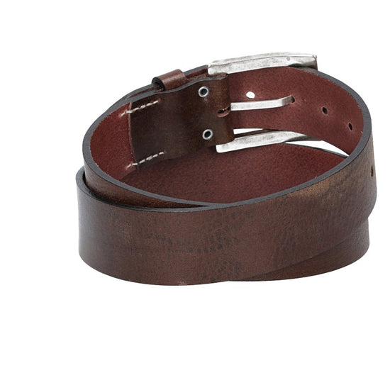 Hochwertiger Ledergürtel 40mm in Braun mit rustikaler Schließe in Silber - leder-accessoires.com