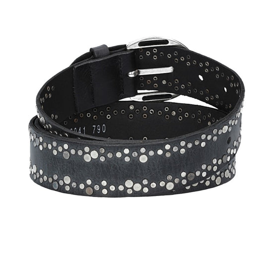 Ledergürtel Überlänge Schwarz 40mm mit Nieten und Dornschließe - leder-accessoires.com