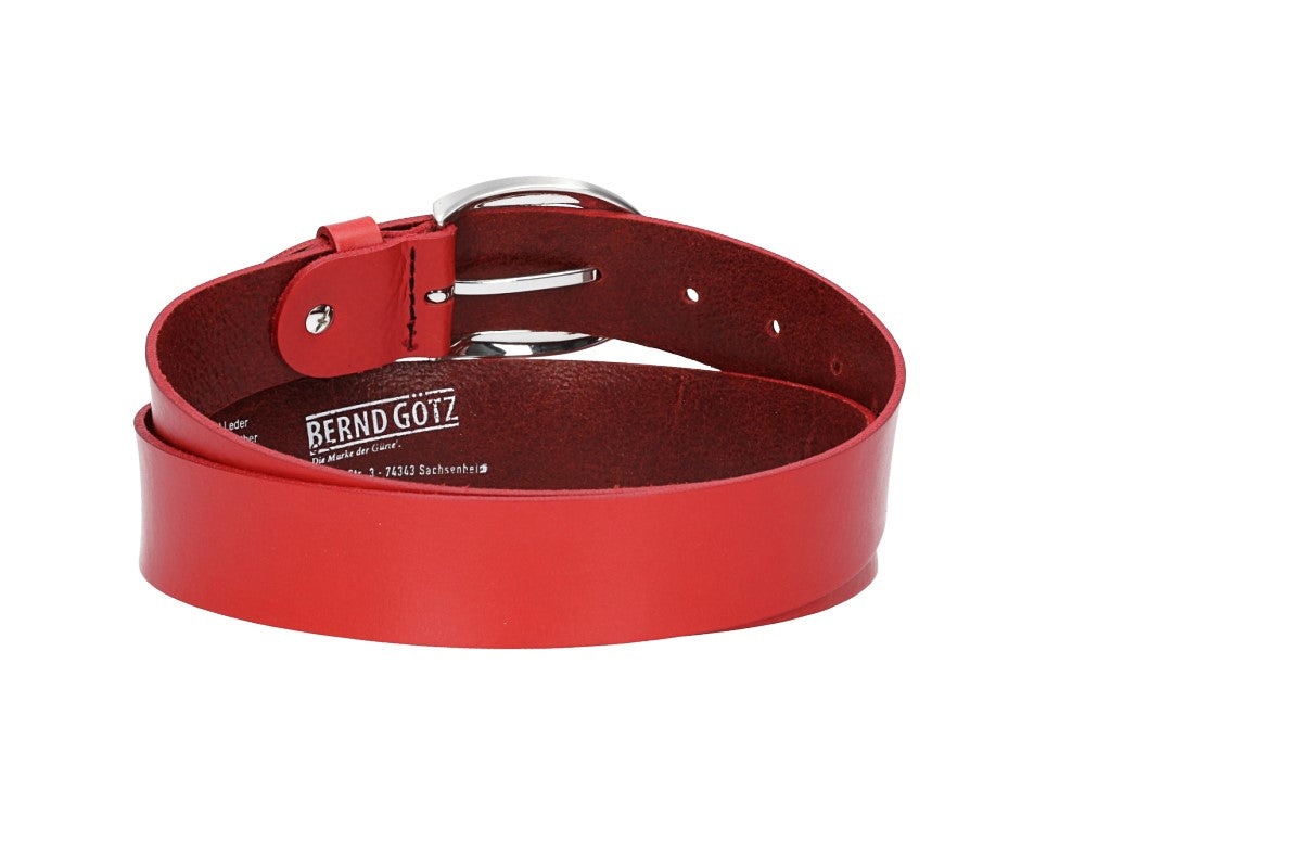 Damengürtel 35mm in Rot mit Dornschließe in Hufeisenform
