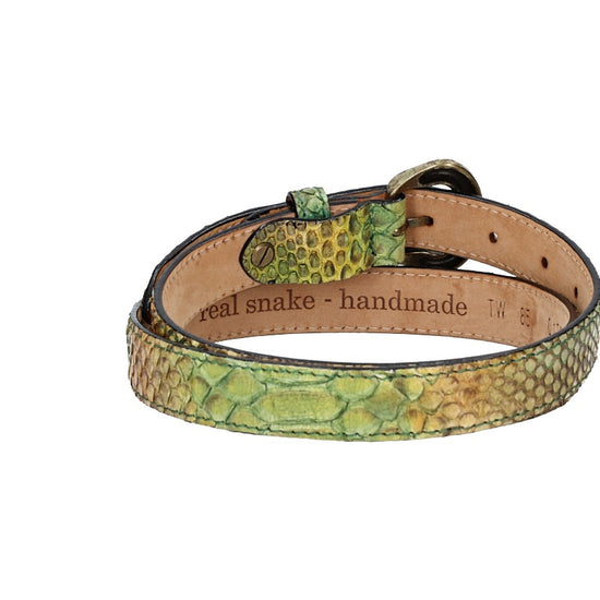 Schlangenledergürtel 25mm Grün mit Schließe in Gold - leder-accessoires.com
