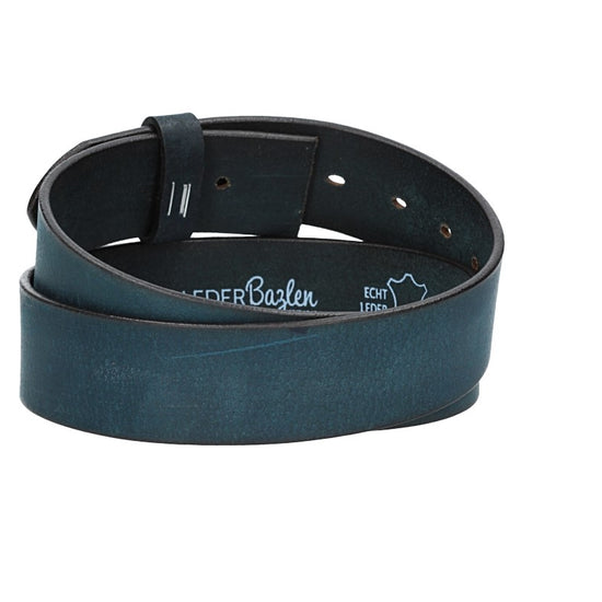 Lederriemen | Gürtelrohling Matt 40mm in Blau|Marine mit Schlaufe und Kapplochteil - leder-accessoires.com
