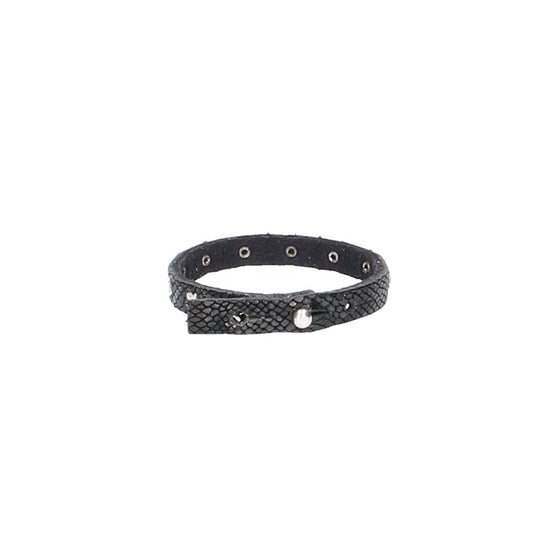 Armband in Echsenoptik  Schwarz mit Sternennieten aus Leder - leder-accessoires.com