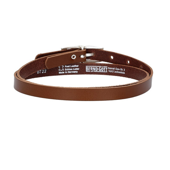 Damen-|Taillengürtel 15mm in Cognac mit Vollschließe in Silber - leder-accessoires.com