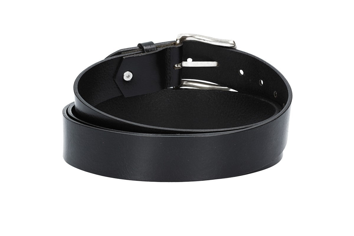 Ledergürtel Überlänge Schwarz 40mm mit glänzender Schließe - leder-accessoires.com
