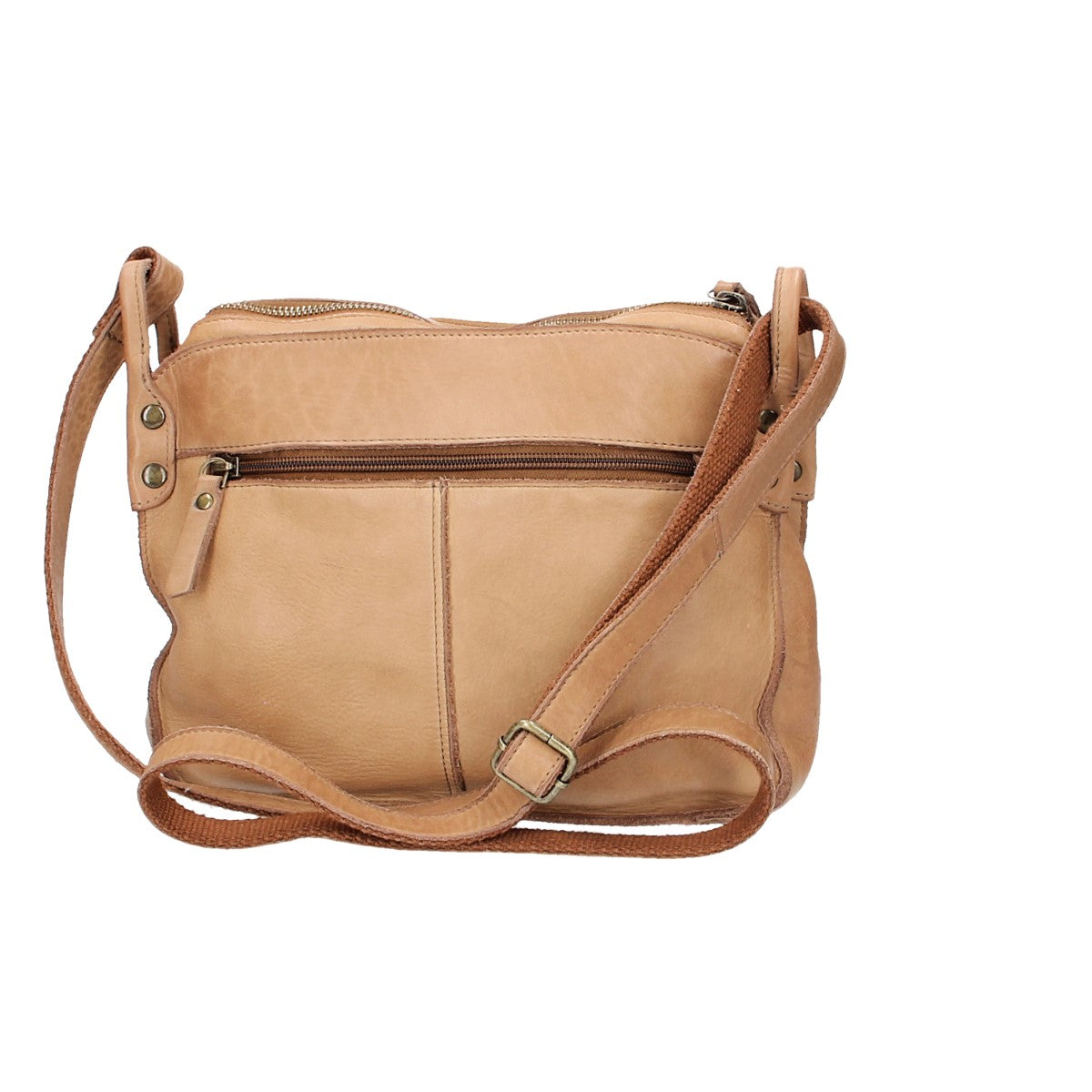 Umhängetasche in Taupe mit Reißverschluss und zwei Vortaschen