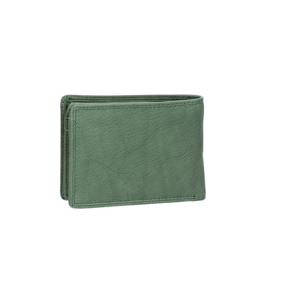 Geldbörse Querformat klein in Grün aus Leder - leder-accessoires.com