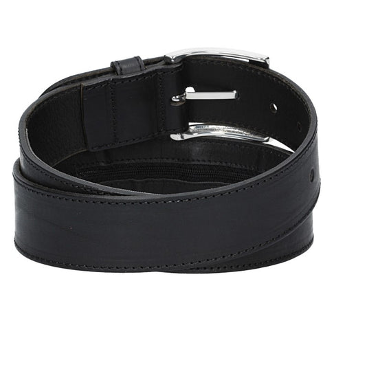Safegürtel 40mm in Schwarz mit Reißverschluss und Dornschließe - leder-accessoires.com