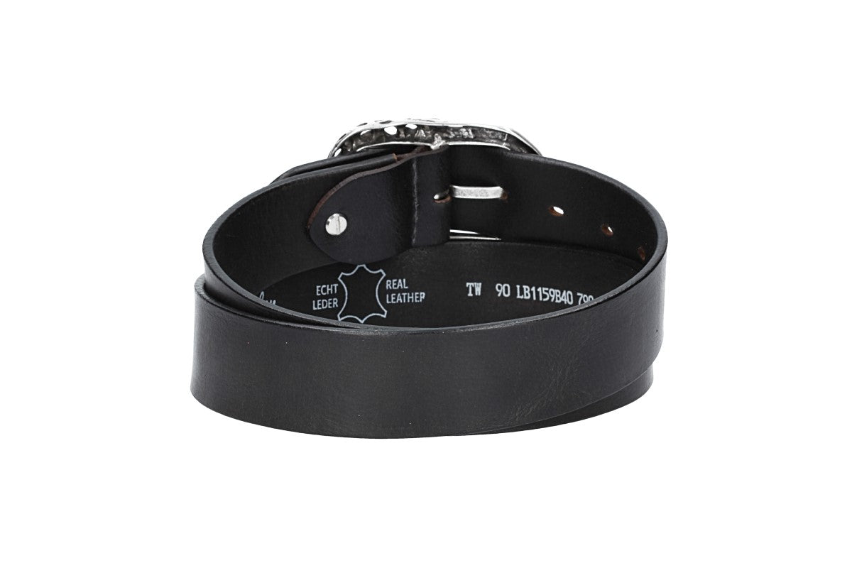 Ledergürtel in Schwarz 40mm mit Schmuck-Vollschließe