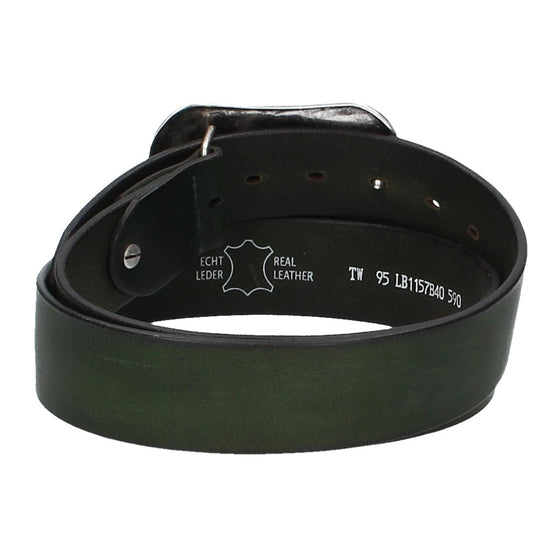 Ledergürtel Grün 40mm mit Blumenschließe|Koppelschließe - leder-accessoires.com