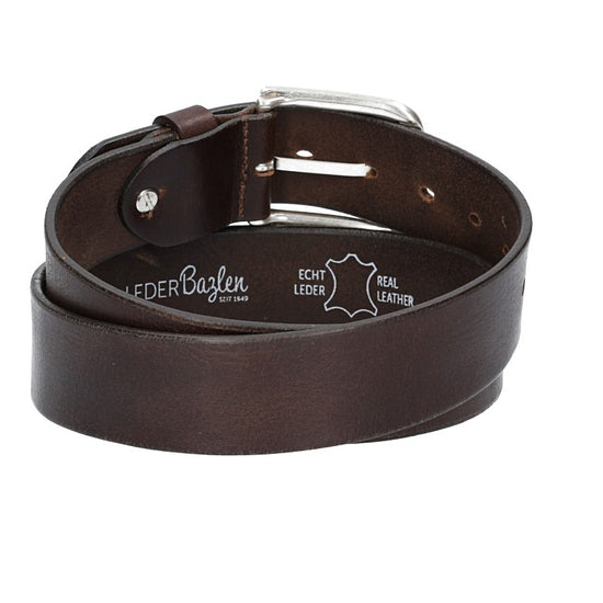 Ledergürtel Braun 40mm mit Dornschließe in Silber - leder-accessoires.com