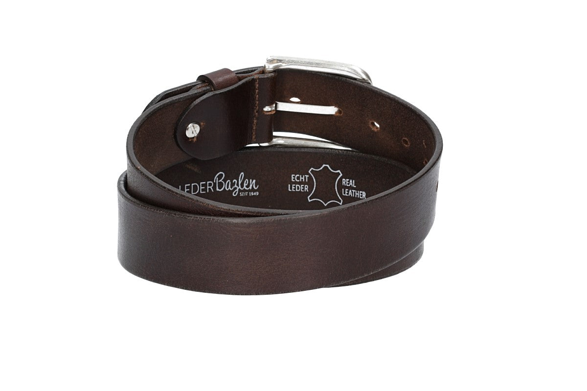 Ledergürtel Braun 40mm mit Dornschließe in Silber - leder-accessoires.com