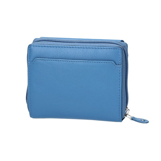 Damenbörse mit Reißverschluss in Eisblau aus Leder - leder-accessoires.com