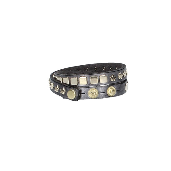 Armband doppelt Blau|Gold aus Leder - leder-accessoires.com