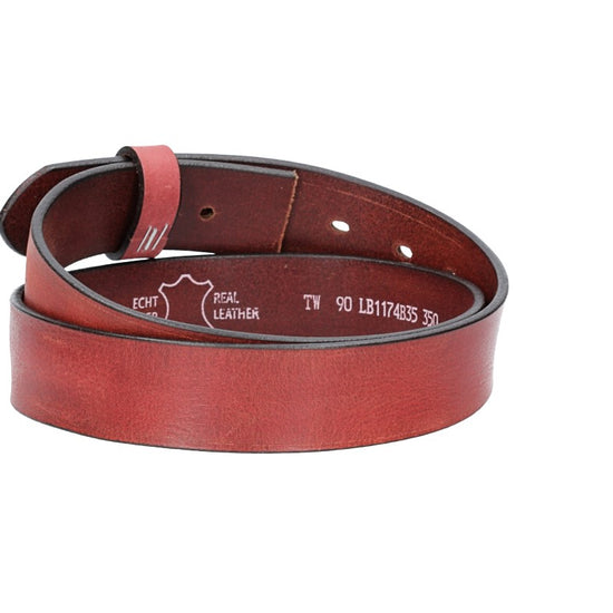 Lederriemen | Gürtelrohling Glanz 35mm in Rot mit Schlaufe und Kapplochteil - leder-accessoires.com