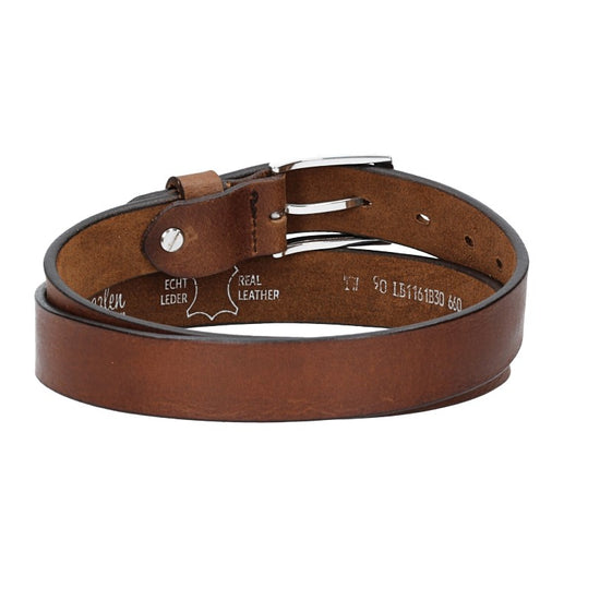 Ledergürtel 30mm in Cognac mit Schließe in Silber - leder-accessoires.com