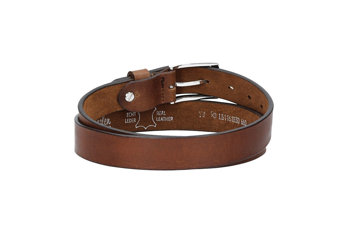 Ledergürtel 30mm in Cognac mit Schließe in Silber