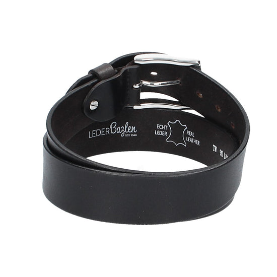 Ledergürtel Schwarz 40mm mit Dornschließe in Silber - leder-accessoires.com