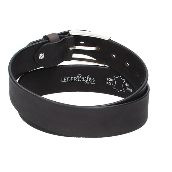 Ledergürtel Schwarz 40mm mit Dornschließe in Silber - leder-accessoires.com