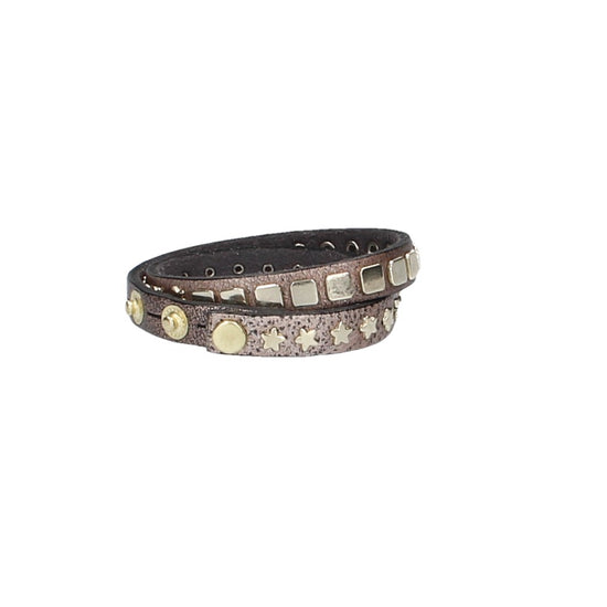 Armband doppelt Rose|Gold in Rochenoptik aus Leder - leder-accessoires.com