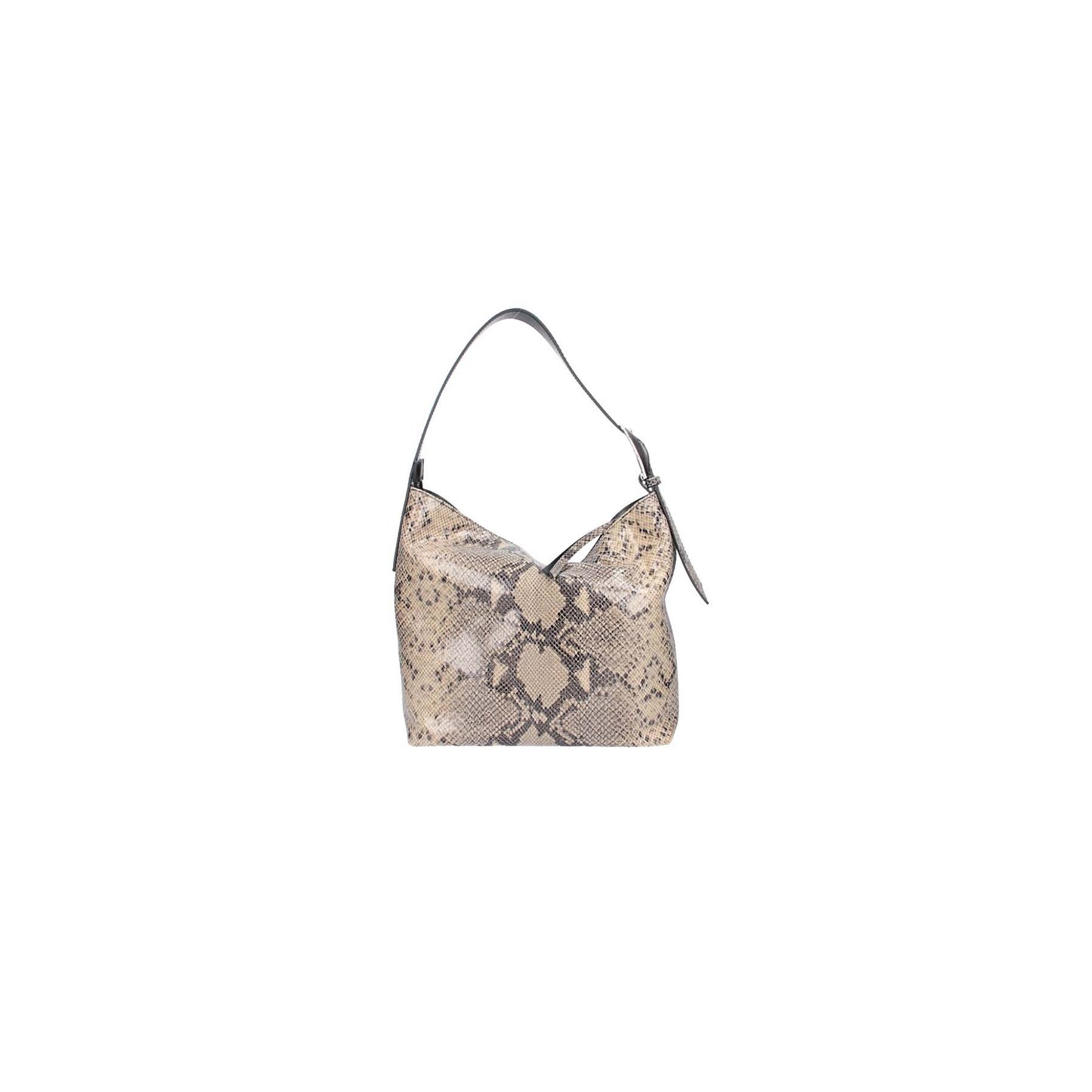 Beuteltasche in Beige|Pythonoptik aus Leder