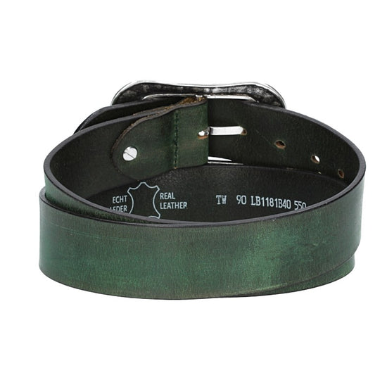 Ledergürtel Grün 40mm mit Blumenschließe - leder-accessoires.com