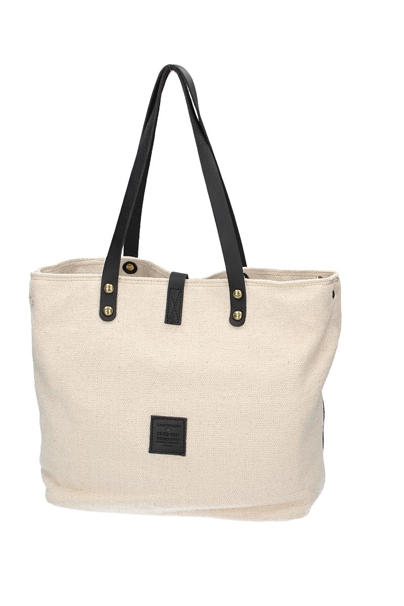 Shopper in Beige|Blau aus Canvas
