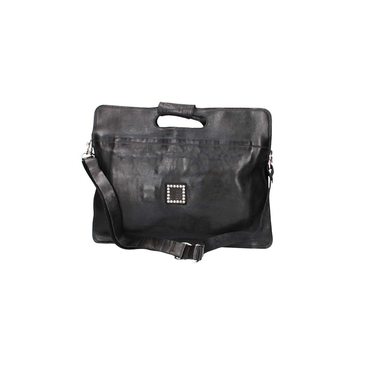 Kurzgrifftasche|Businesstasche in Schwarz aus Leder mit Druckknopf