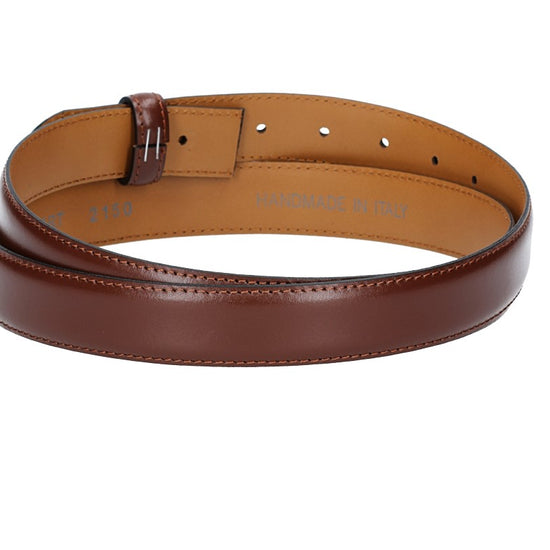 Lederriemen | Gürtelrohling 30mm bombiert in Cognac mit Schlaufe und Kapplochteil - leder-accessoires.com