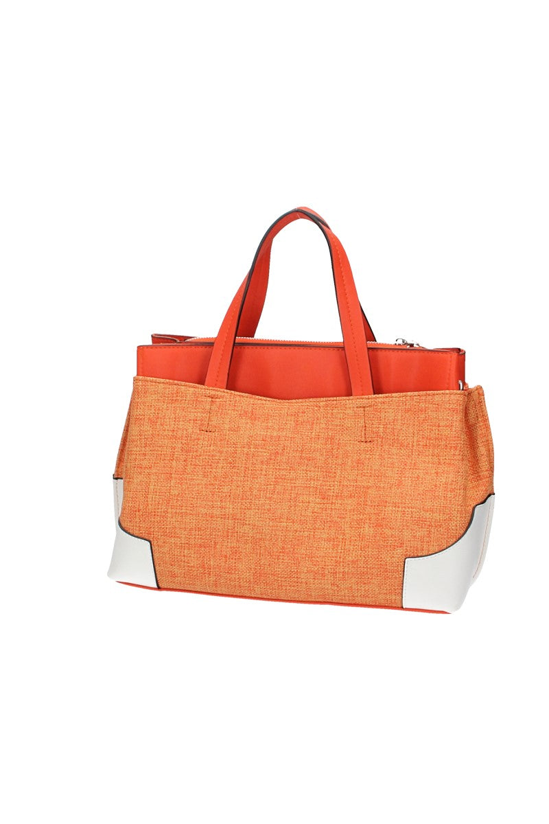 Shopper in Orange|Weiss mit Canvas