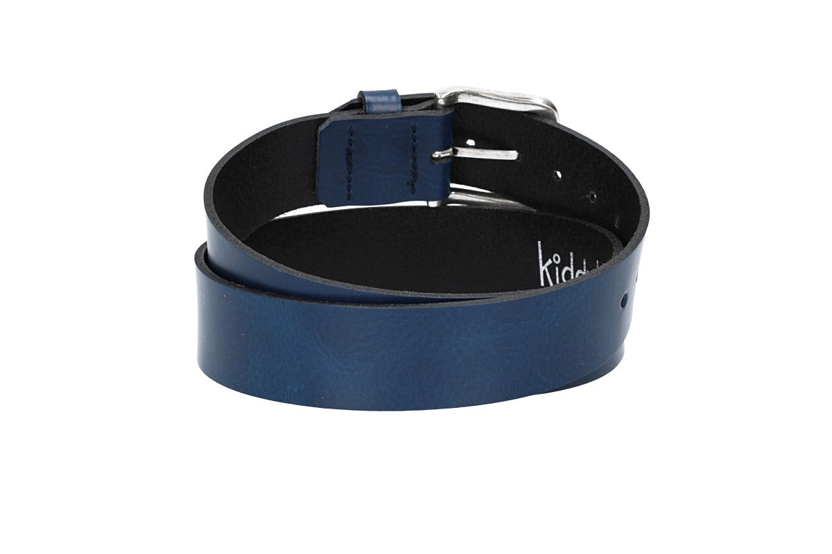 Ledergürtel Kids 30mm in Blau|Marine mit Dornschließe in Silber