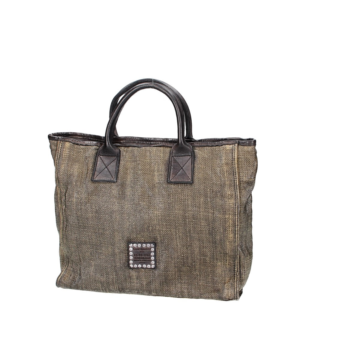 Shopper klein in Oliv|Schwarz aus Jutestoff