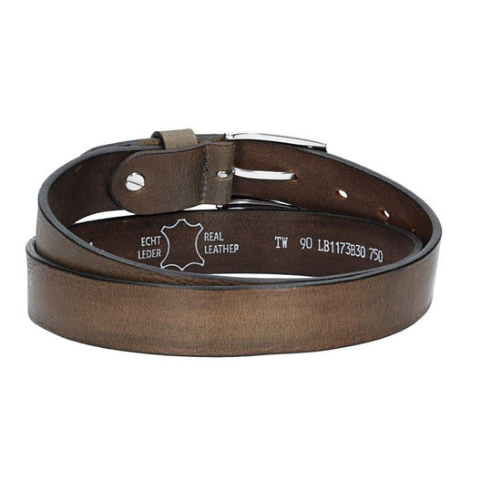 Ledergürtel 30mm in Grau mit Schließe in Silber - leder-accessoires.com