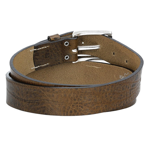 Hochwertiger Ledergürtel 35mm in Olive mit rustikaler Schließe in Silber - leder-accessoires.com