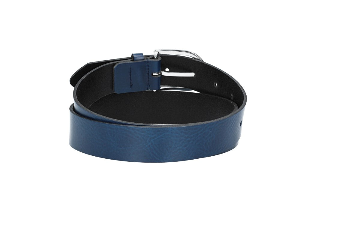 Ledergürtel 30mm in Blau | Marine mit Dornschließe in Silber