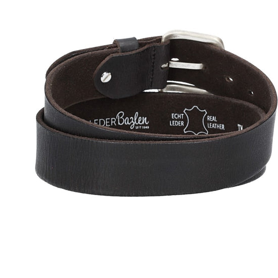 Ledergürtel Schwarz 40mm mit Dornschließe in Silber - leder-accessoires.com