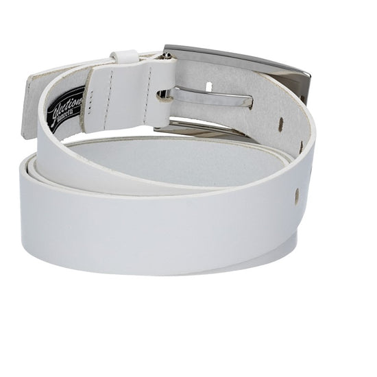 Ledergürtel Überlänge Weiß 40mm mit Schmuckschließe Silber - leder-accessoires.com