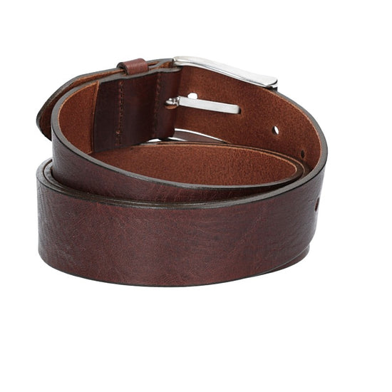 Ledergürtel Überlänge Braun 40mm mit glänzender Schließe in Silber - leder-accessoires.com