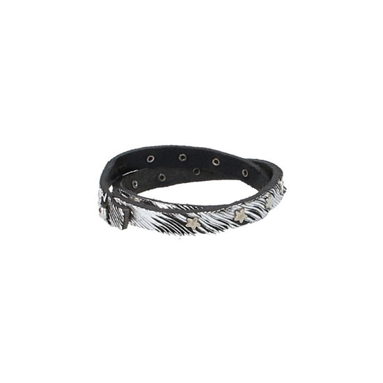 Armband zweifach Silber mit Sternennieten aus Leder - leder-accessoires.com