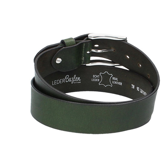 Ledergürtel Grün 40mm mit Dornschließe in Silber - leder-accessoires.com