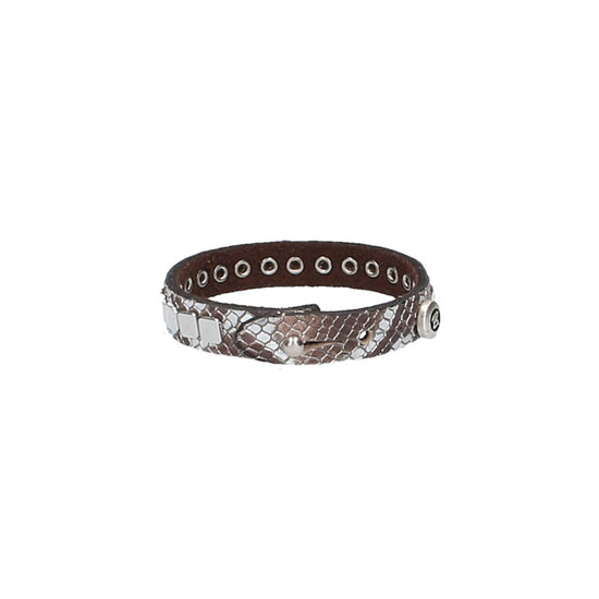 Armband Silber in Echsenoptik mit Nieten aus Leder - leder-accessoires.com
