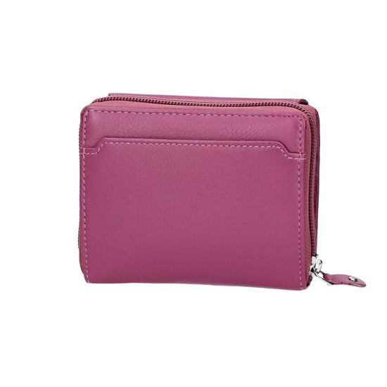 Damenbörse mit Reißverschluss in Beere aus Leder - leder-accessoires.com