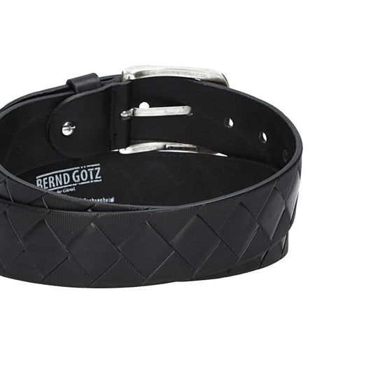 Jeansgürtel 40mm in Schwarz mit Rautenprägung und Dornschließe - leder-accessoires.com